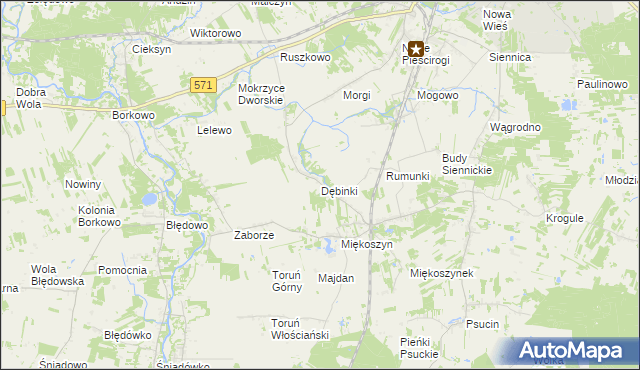 mapa Dębinki gmina Nasielsk, Dębinki gmina Nasielsk na mapie Targeo