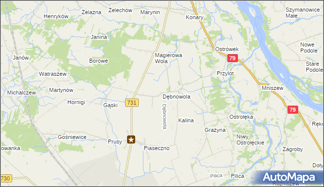 mapa Dębnowola gmina Warka, Dębnowola gmina Warka na mapie Targeo
