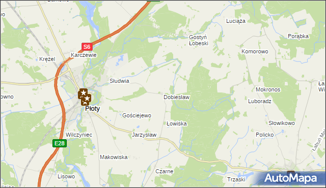 mapa Dobiesław gmina Płoty, Dobiesław gmina Płoty na mapie Targeo