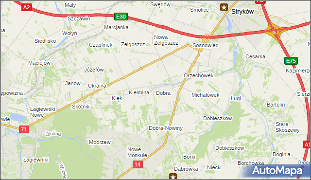 mapa Dobra gmina Stryków, Dobra gmina Stryków na mapie Targeo