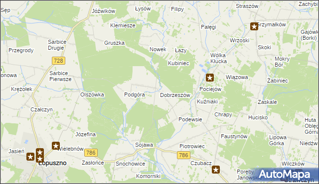 mapa Dobrzeszów, Dobrzeszów na mapie Targeo