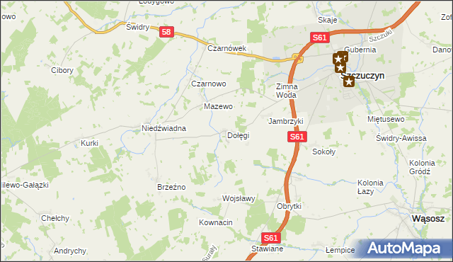 mapa Dołęgi, Dołęgi na mapie Targeo