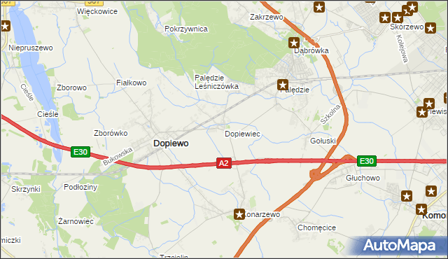 mapa Dopiewiec, Dopiewiec na mapie Targeo
