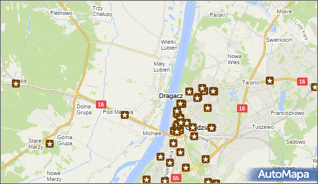 mapa Dragacz, Dragacz na mapie Targeo