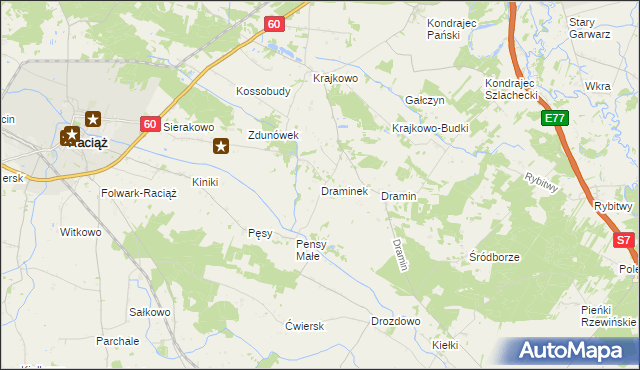 mapa Draminek, Draminek na mapie Targeo