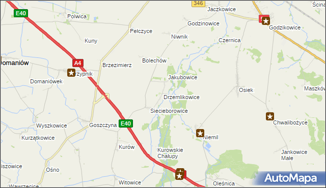 mapa Drzemlikowice, Drzemlikowice na mapie Targeo