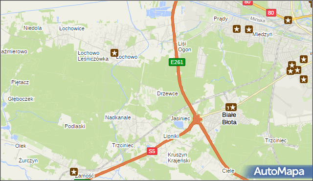 mapa Drzewce gmina Białe Błota, Drzewce gmina Białe Błota na mapie Targeo