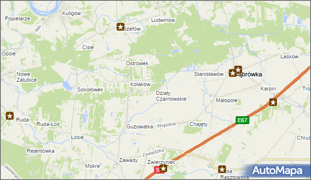 mapa Działy Czarnowskie, Działy Czarnowskie na mapie Targeo