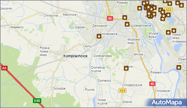 mapa Dziekaństwo, Dziekaństwo na mapie Targeo