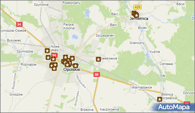 mapa Dziewkowice, Dziewkowice na mapie Targeo