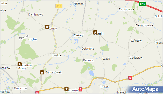 mapa Dziwigórz, Dziwigórz na mapie Targeo