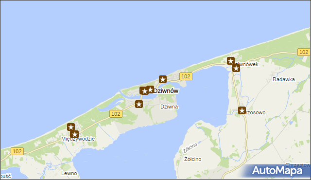 mapa Dziwnów, Dziwnów na mapie Targeo