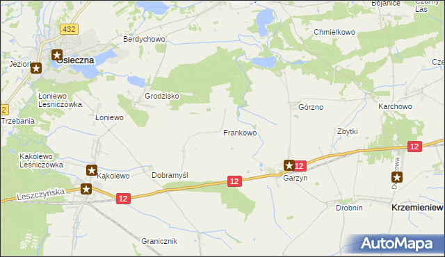 mapa Frankowo gmina Osieczna, Frankowo gmina Osieczna na mapie Targeo