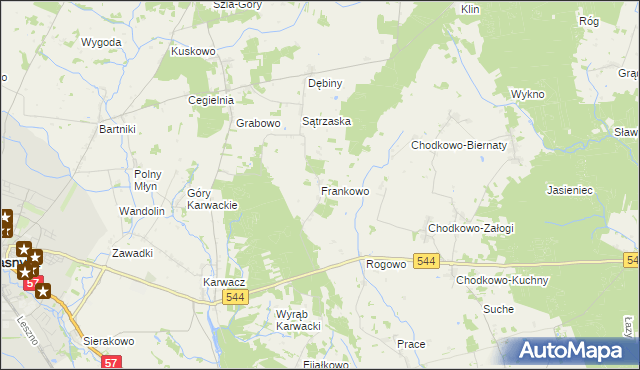 mapa Frankowo gmina Przasnysz, Frankowo gmina Przasnysz na mapie Targeo