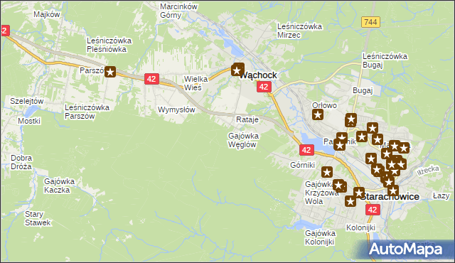 mapa Gajówka Węglów, Gajówka Węglów na mapie Targeo