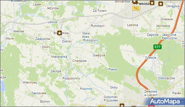 mapa Gałęzice, Gałęzice na mapie Targeo