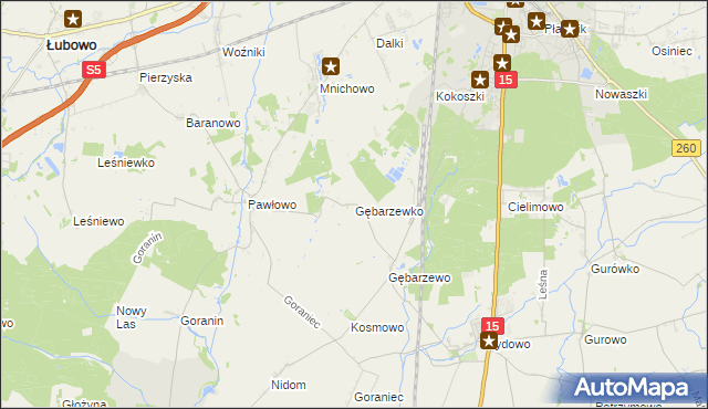 mapa Gębarzewko, Gębarzewko na mapie Targeo