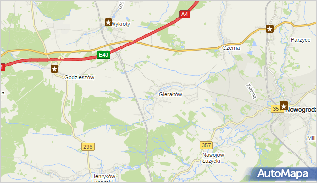mapa Gierałtów, Gierałtów na mapie Targeo