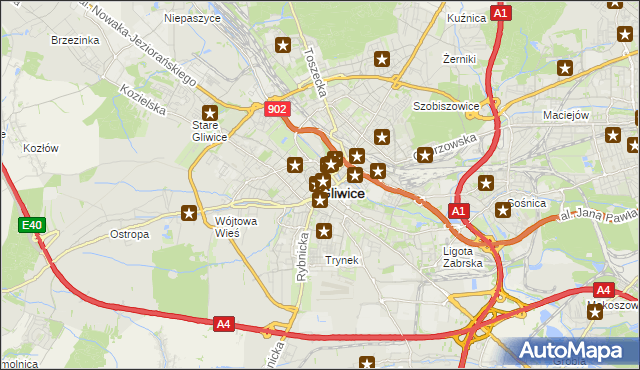 mapa Gliwic, Gliwice na mapie Targeo