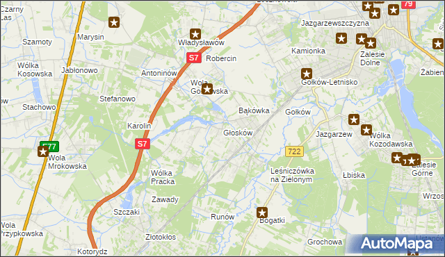 mapa Głosków gmina Piaseczno, Głosków gmina Piaseczno na mapie Targeo