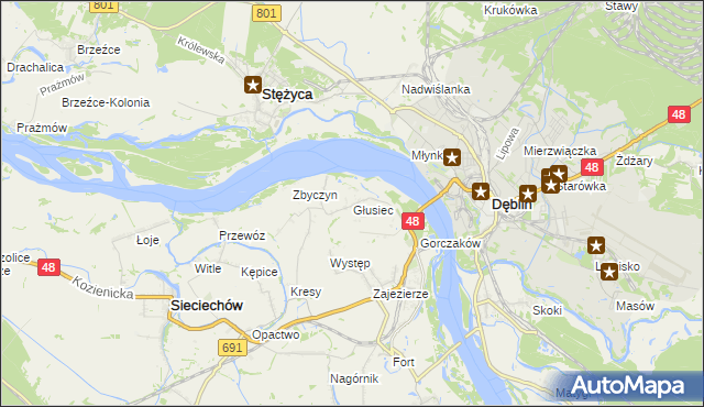 mapa Głusiec, Głusiec na mapie Targeo
