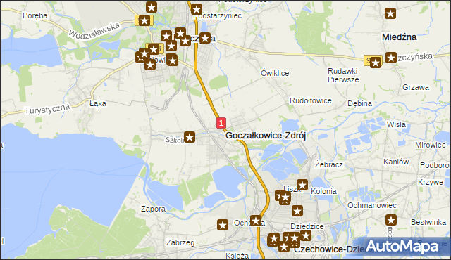 mapa Goczałkowice-Zdrój, Goczałkowice-Zdrój na mapie Targeo