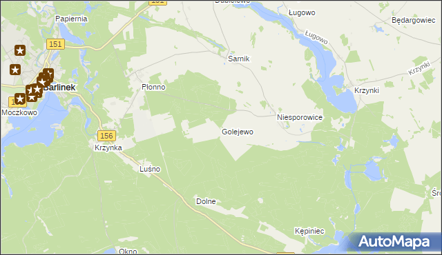 mapa Golejewo gmina Pełczyce, Golejewo gmina Pełczyce na mapie Targeo
