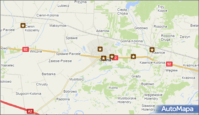 mapa Golina powiat koniński, Golina powiat koniński na mapie Targeo