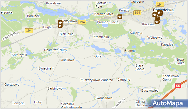 mapa Góra gmina Pobiedziska, Góra gmina Pobiedziska na mapie Targeo