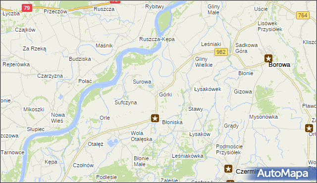 mapa Górki gmina Borowa, Górki gmina Borowa na mapie Targeo