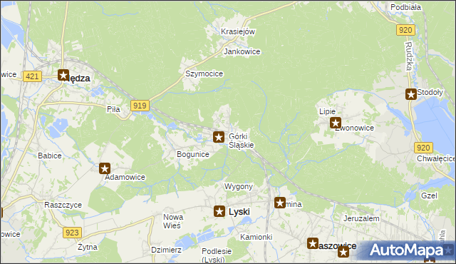 mapa Górki Śląskie, Górki Śląskie na mapie Targeo