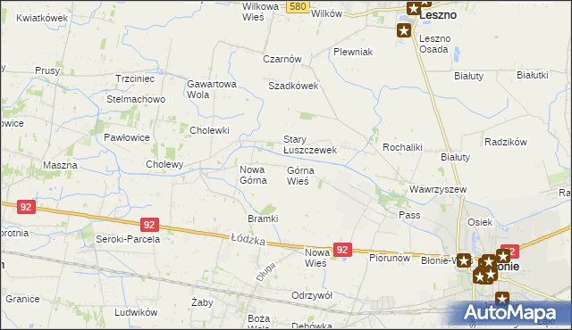 mapa Górna Wieś gmina Błonie, Górna Wieś gmina Błonie na mapie Targeo