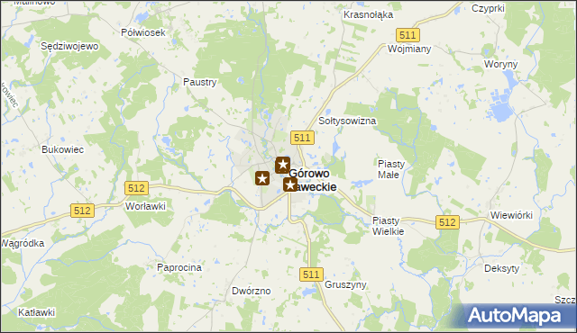 mapa Górowo Iławeckie, Górowo Iławeckie na mapie Targeo