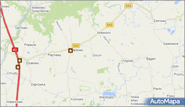 mapa Goryń gmina Płużnica, Goryń gmina Płużnica na mapie Targeo