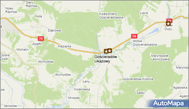 mapa Gościeradów Ukazowy, Gościeradów Ukazowy na mapie Targeo