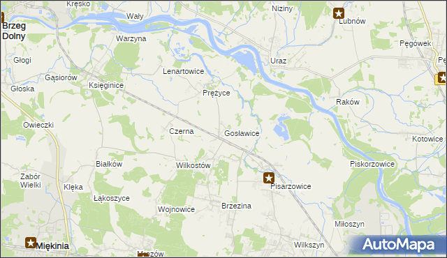 mapa Gosławice gmina Miękinia, Gosławice gmina Miękinia na mapie Targeo