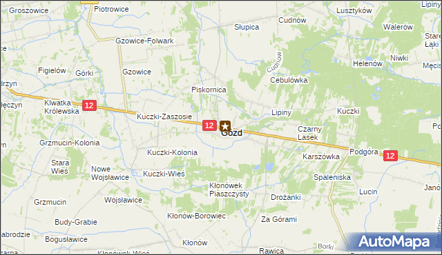 mapa Gózd powiat radomski, Gózd powiat radomski na mapie Targeo