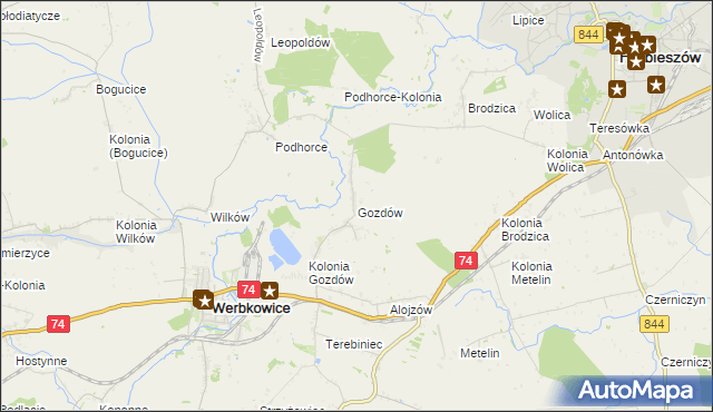 mapa Gozdów gmina Werbkowice, Gozdów gmina Werbkowice na mapie Targeo