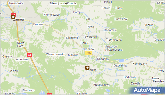 mapa Grabków gmina Końskie, Grabków gmina Końskie na mapie Targeo