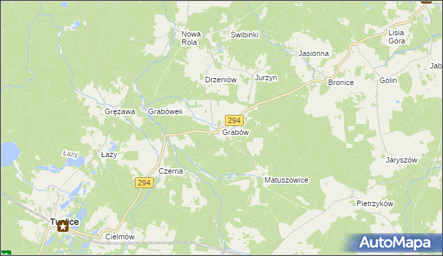 mapa Grabów gmina Tuplice, Grabów gmina Tuplice na mapie Targeo