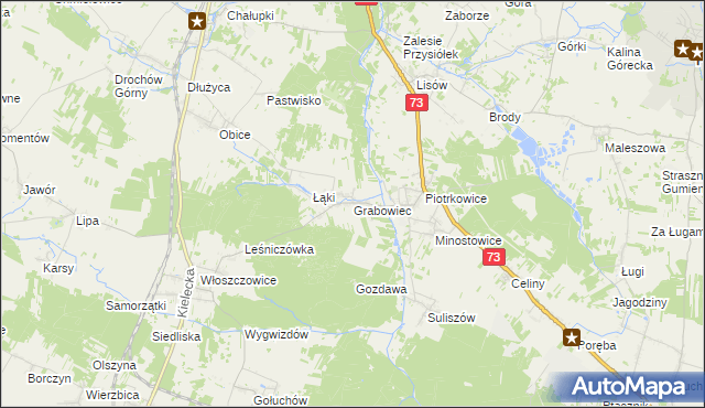 mapa Grabowiec gmina Chmielnik, Grabowiec gmina Chmielnik na mapie Targeo