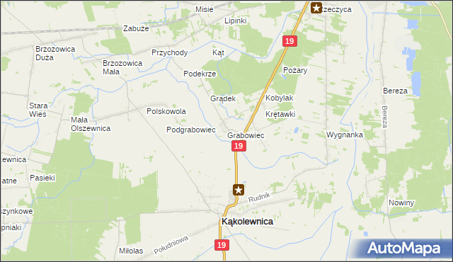 mapa Grabowiec gmina Kąkolewnica, Grabowiec gmina Kąkolewnica na mapie Targeo