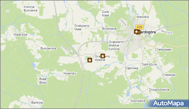 mapa Grabowno Wielkie, Grabowno Wielkie na mapie Targeo