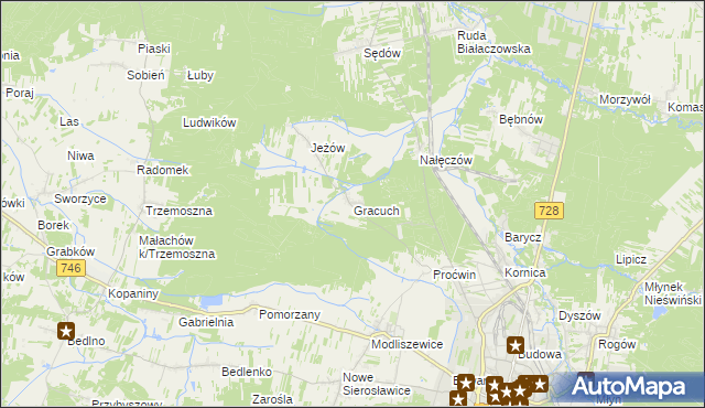 mapa Gracuch, Gracuch na mapie Targeo