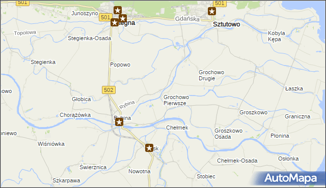mapa Grochowo Pierwsze, Grochowo Pierwsze na mapie Targeo