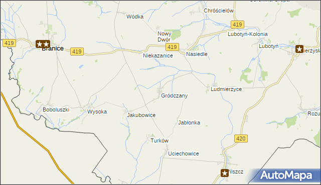 mapa Gródczany, Gródczany na mapie Targeo