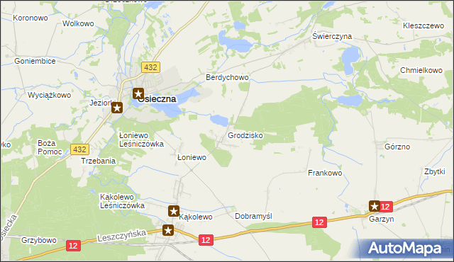 mapa Grodzisko gmina Osieczna, Grodzisko gmina Osieczna na mapie Targeo