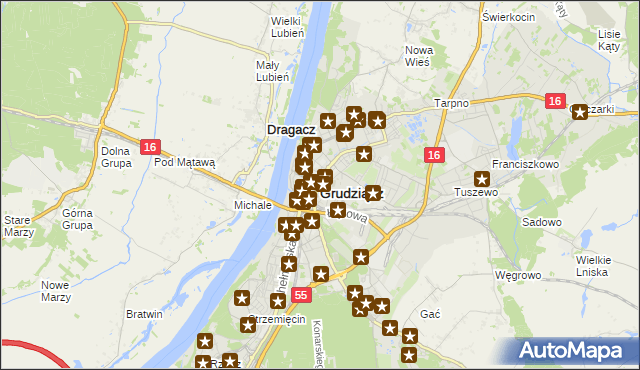 mapa Grudziądza, Grudziądz na mapie Targeo