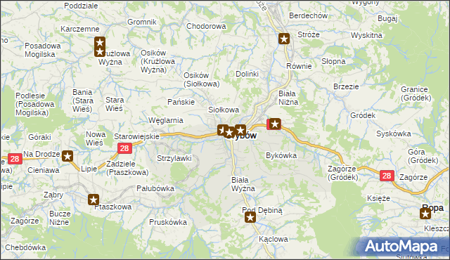 mapa Grybów, Grybów na mapie Targeo