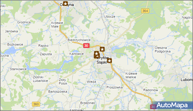 mapa Gryfów Śląski, Gryfów Śląski na mapie Targeo